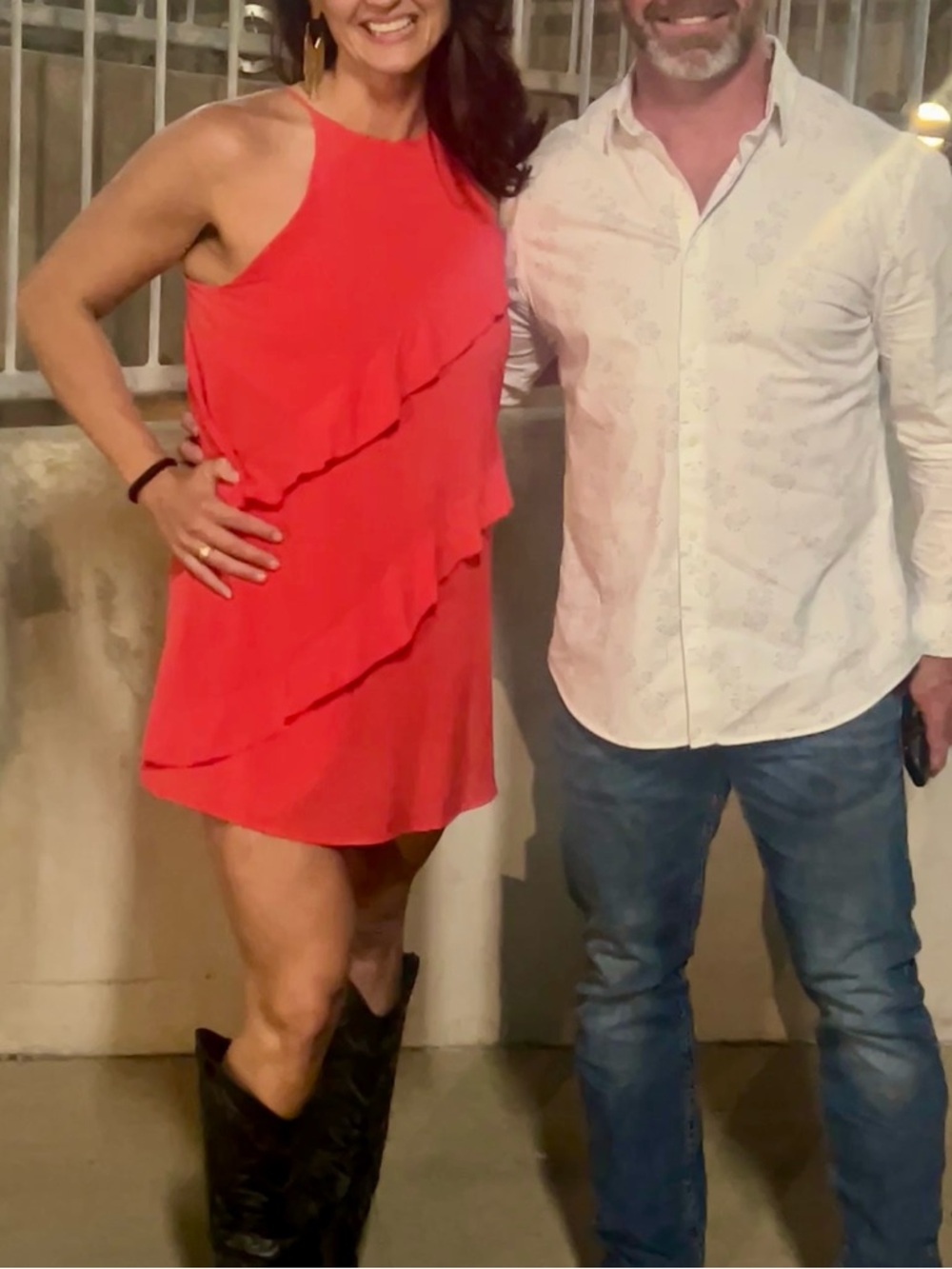 Pink/ Dark Coral Ruffle Cami Dress with Keyhole Back